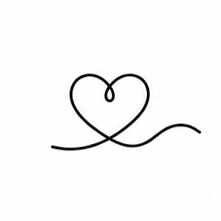A white line drawing on a blue background forming the shape of a heart with an arrow pointing to the right.