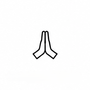 Illustration of two hands pressed together in a prayer or greeting gesture on a blue background.