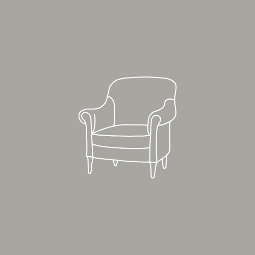Line drawing of an armchair on a blue background.