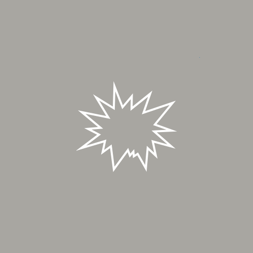 Blue background with a white, jagged speech bubble outline.