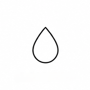 A white outline of a water droplet on a blue background.