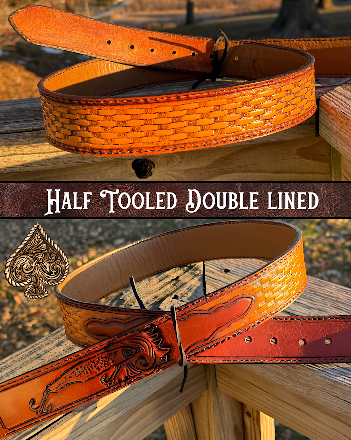 Half Tooled Double Lined Belt