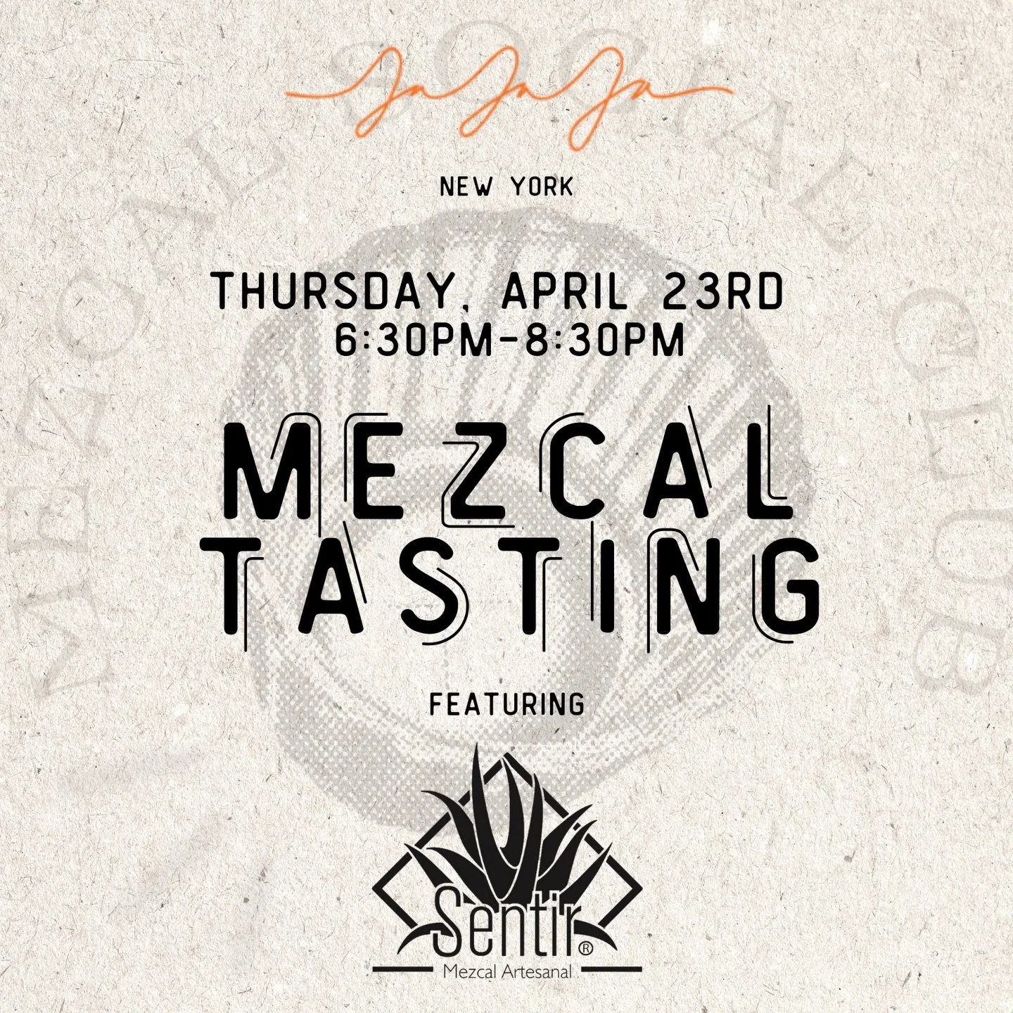 @mezcalsocialclb x @mezcalsentir at @jajajamexicana Williamsburg, NY 

four expressions. four agave varieties. one night. 20 spots.
Espad&iacute;n Clay Pot &middot; Cirial &middot; Tepeztate &middot; Tobal&aacute;

April 23 &middot; Brooklyn &middot;