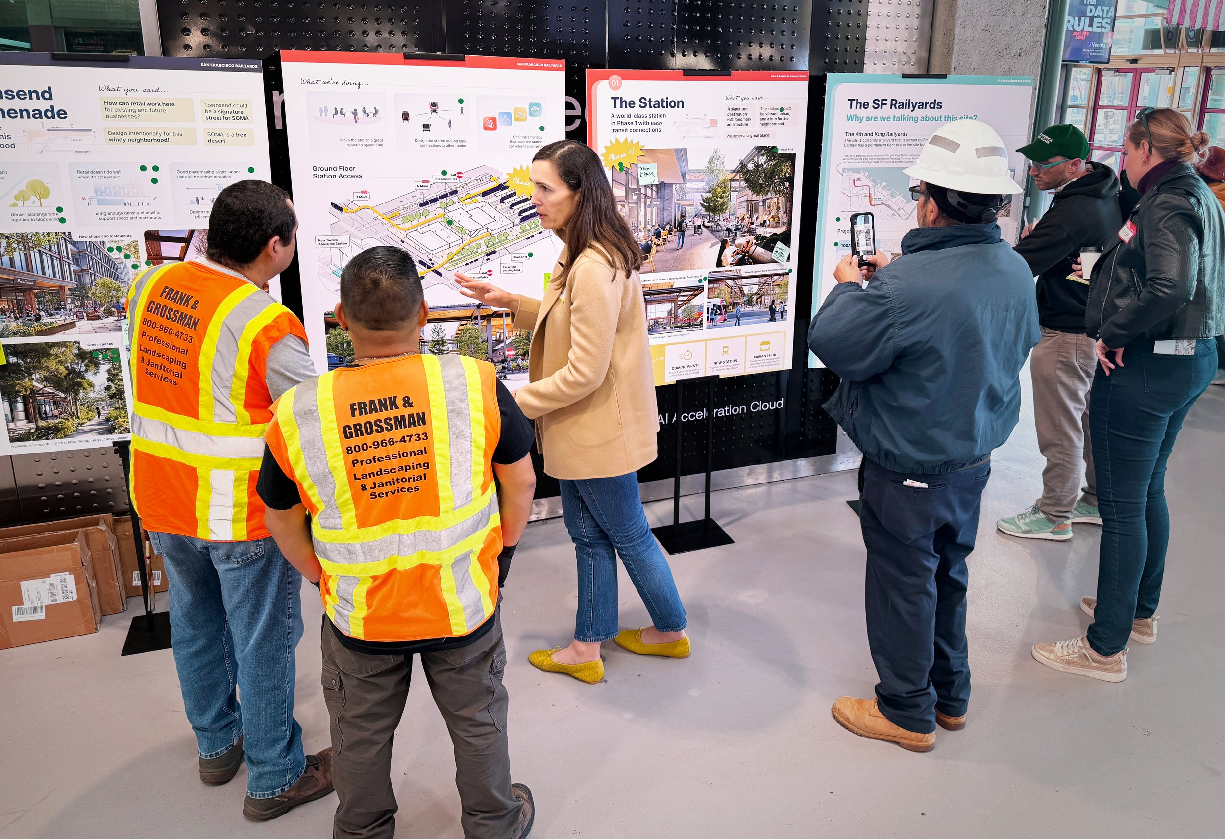 Community members give feedback at the Caltrain station