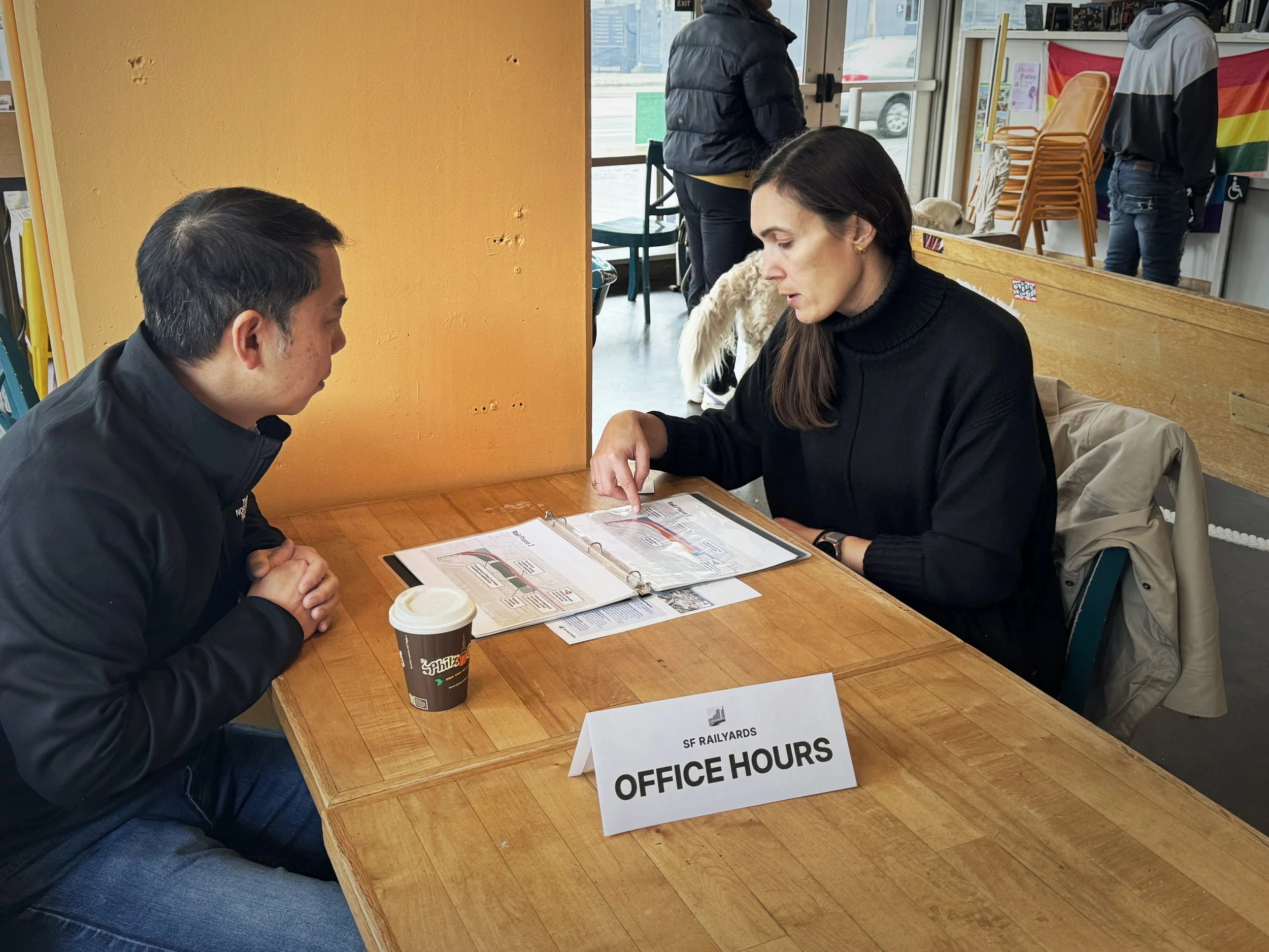 Community members connect with the project team during office hours in San Francisco.