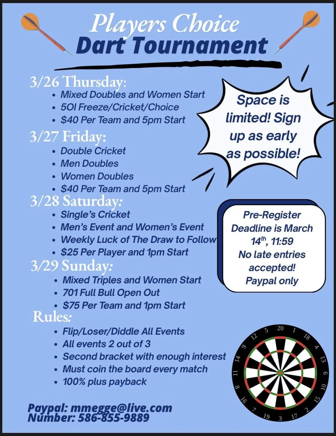 Players Choice / Michigan State Dart Tournament / Michigan Steel Cricket