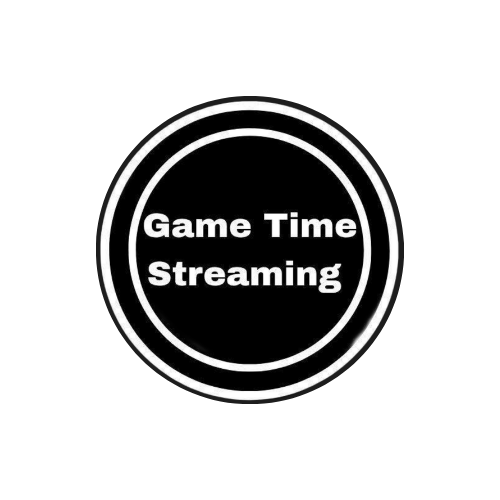Black background with white text and logo reading "GTS" and "Game Time Streaming" describing a streaming service.