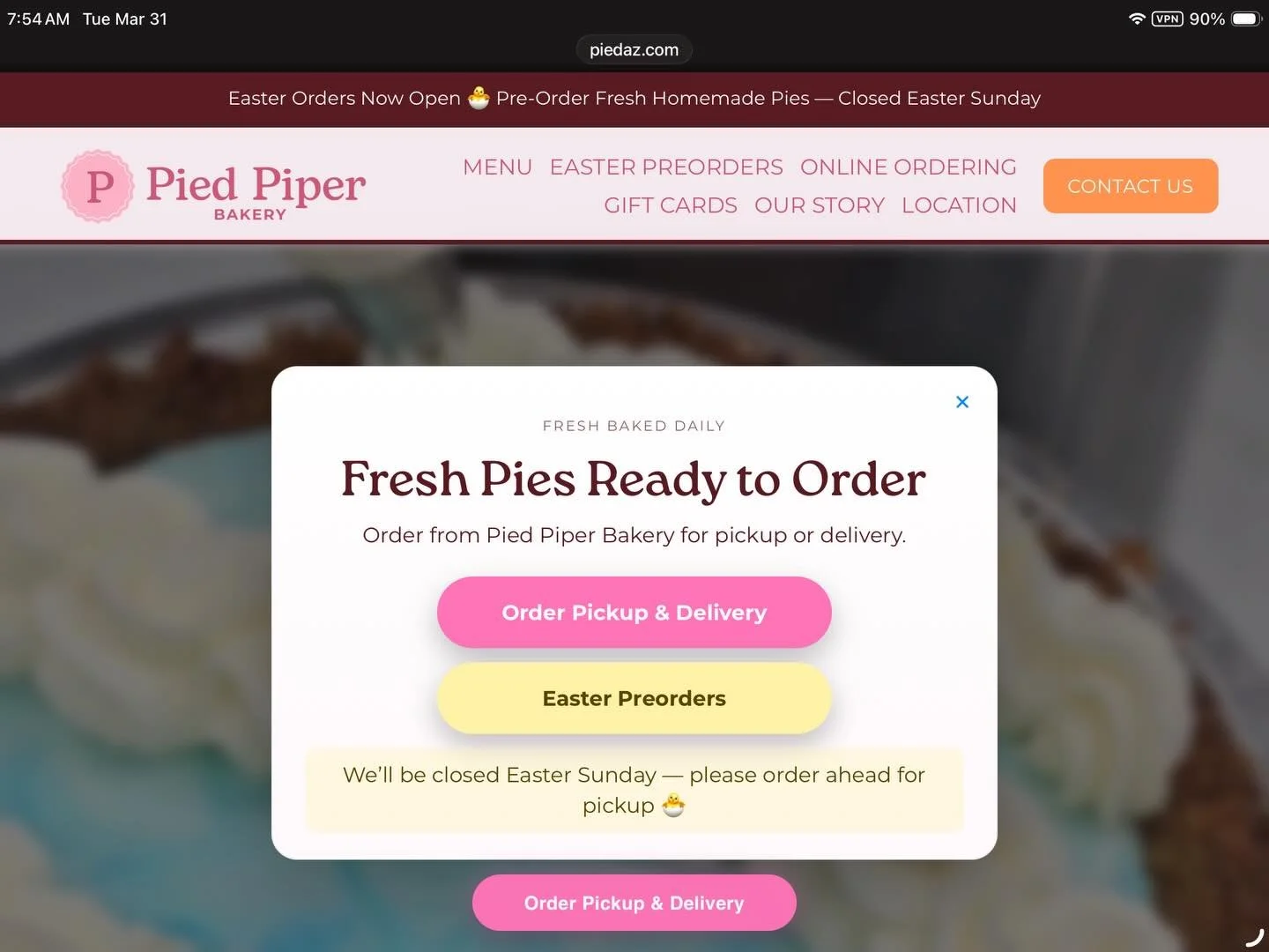 🌸🥧 Easter at Pied Piper Bakery 🥧🌸 

Celebrate Easter with beautifully crafted pies, designed to elevate your table. Whether you&rsquo;re hosting or bringing dessert, we make it effortless&mdash;and exceptional.

✨ Extended Saturday Hours: 8 AM &n
