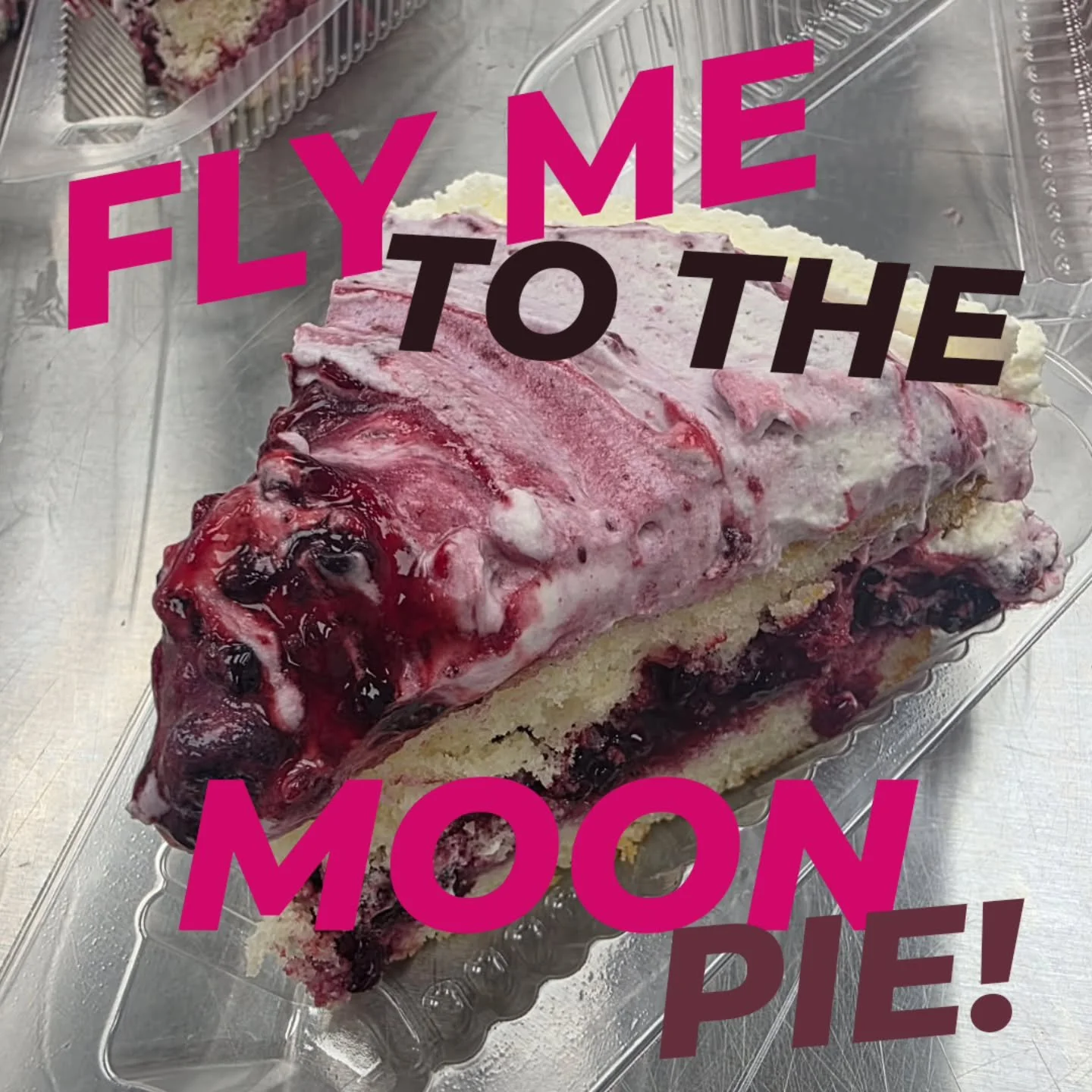 Fly me to the moon 🌙 or maybe just to pied piper bakery. In honor of the NASA mission around the moon, we are launching a new pie- moon pie for a limited time. 

Layers of vanilla cake, triple berry filling and whipped cream, its out of this world g