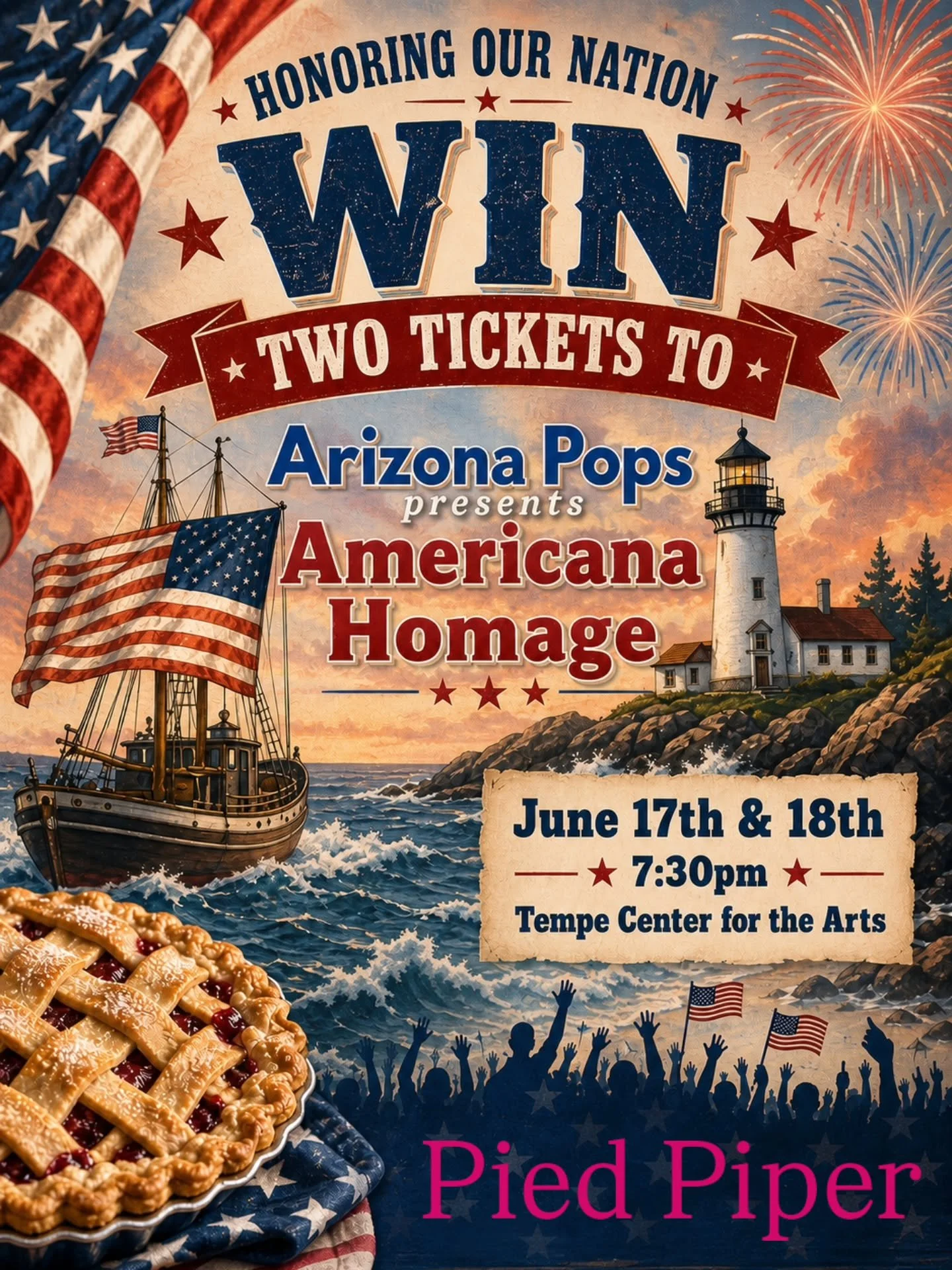 🎟️ DATE NIGHT GIVEAWAY 🎟️

Come celebrate America with us at Arizona Pops presents Americana Homage 🇺🇸✨

We&rsquo;re giving away TWO tickets to this incredible night out!

Here&rsquo;s how to enter: 
💬 Tag the date you want to take
🥧 Tell us yo