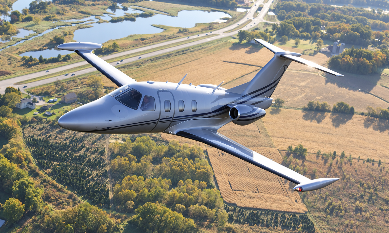 Eclipse 500 twin-engine very light jet with 3–4 passenger seats, ideal for short private flights such as Geneva to Milan or Zurich to Munich