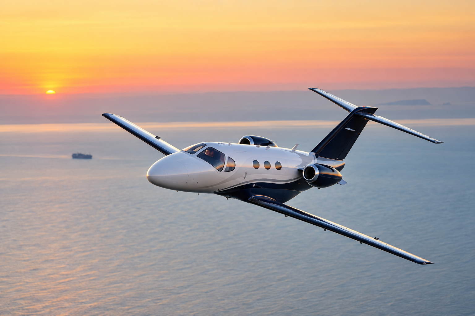Cessna Citation Mustang private jet parked on an airport apron, shown in a clear exterior view with its compact light-jet design visible.