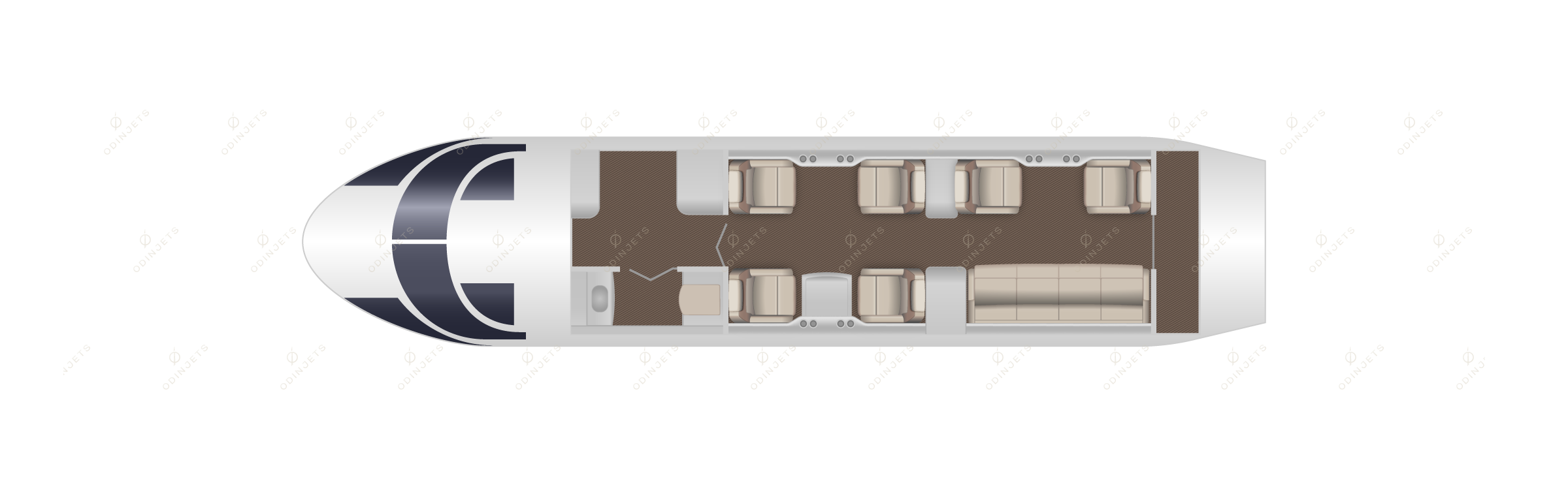 Sikorsky S-92 twin-engine helicopter floor plan showing spacious VIP cabin layout, passenger seating configuration and luggage area for private charter flights.