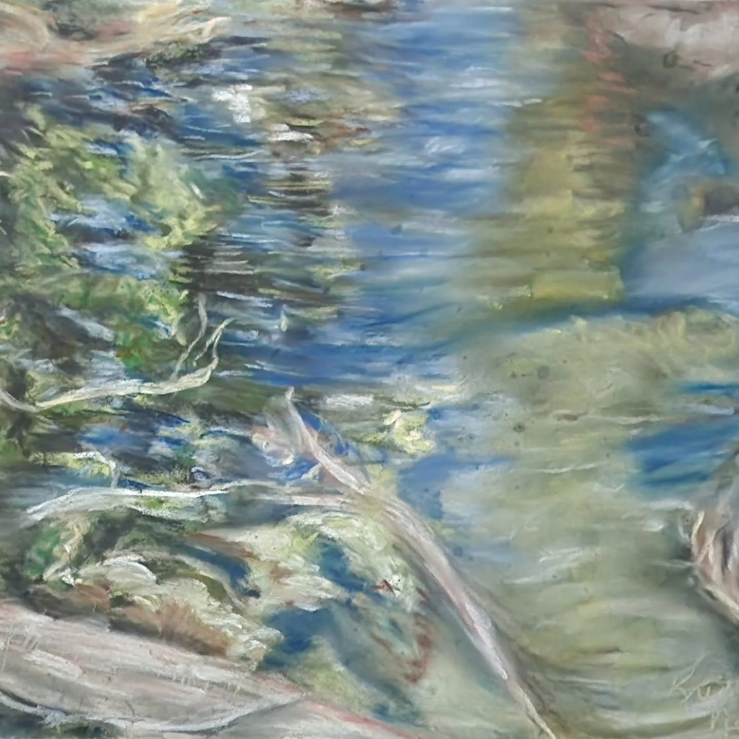 Keepin' it real today- still going to share this one and I will take it as a win in the "knowing what I'd do differently next time" department. 
Inspiration photo was mine, taken of a small stream in MN. 
8x10 pastel