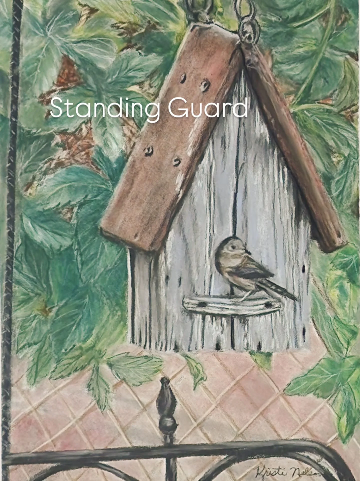 This little birdie and its mate come back every year to nest  in this birdhouse in our backyard.
Reference photo credit: Brad Nelson

#pastelnatureart #pastelmat