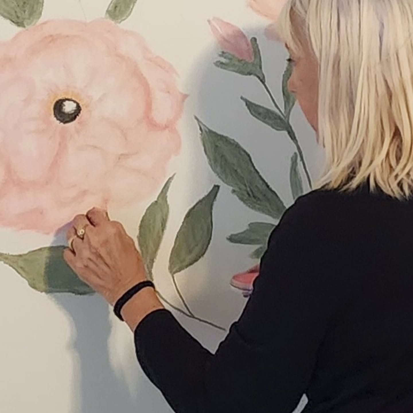 The wall mural is now completed and was done with love for my sweet granddaughter. 

I used pastels which can be a challenge on this type of surface, but it gives the soft, subtle look that she wanted. 

She has a good eye for style and color and she