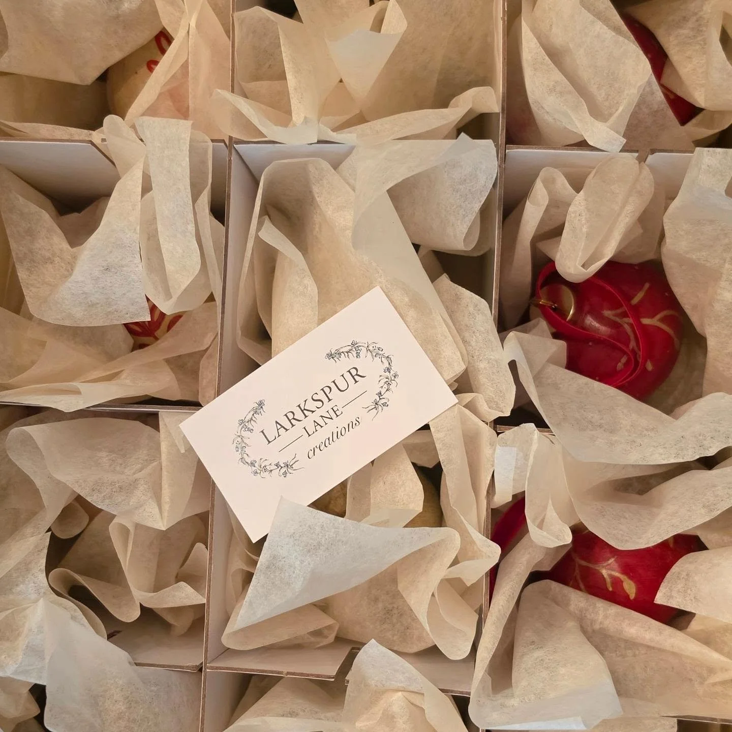 A dozen ornaments packaged and ready for a wonderful customer!