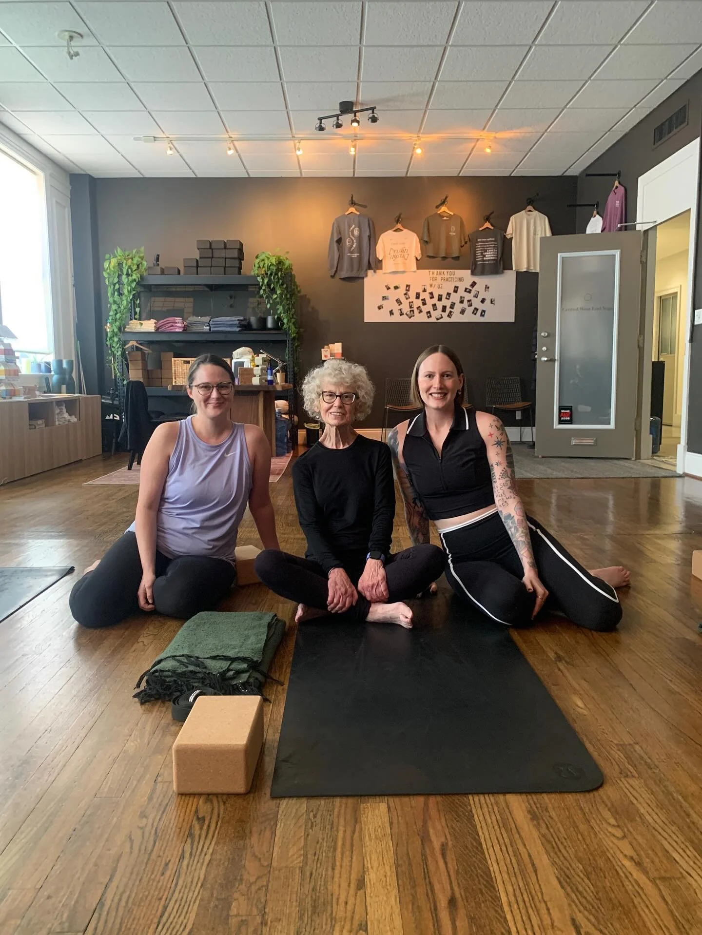 This is Central West End Yoga 🤎 milestones rolling in from left to right: Katie at 31, Rebecca at 30, and Cara at 50! Thank you for practicing and growing with us.✨ 

📸 Bek!