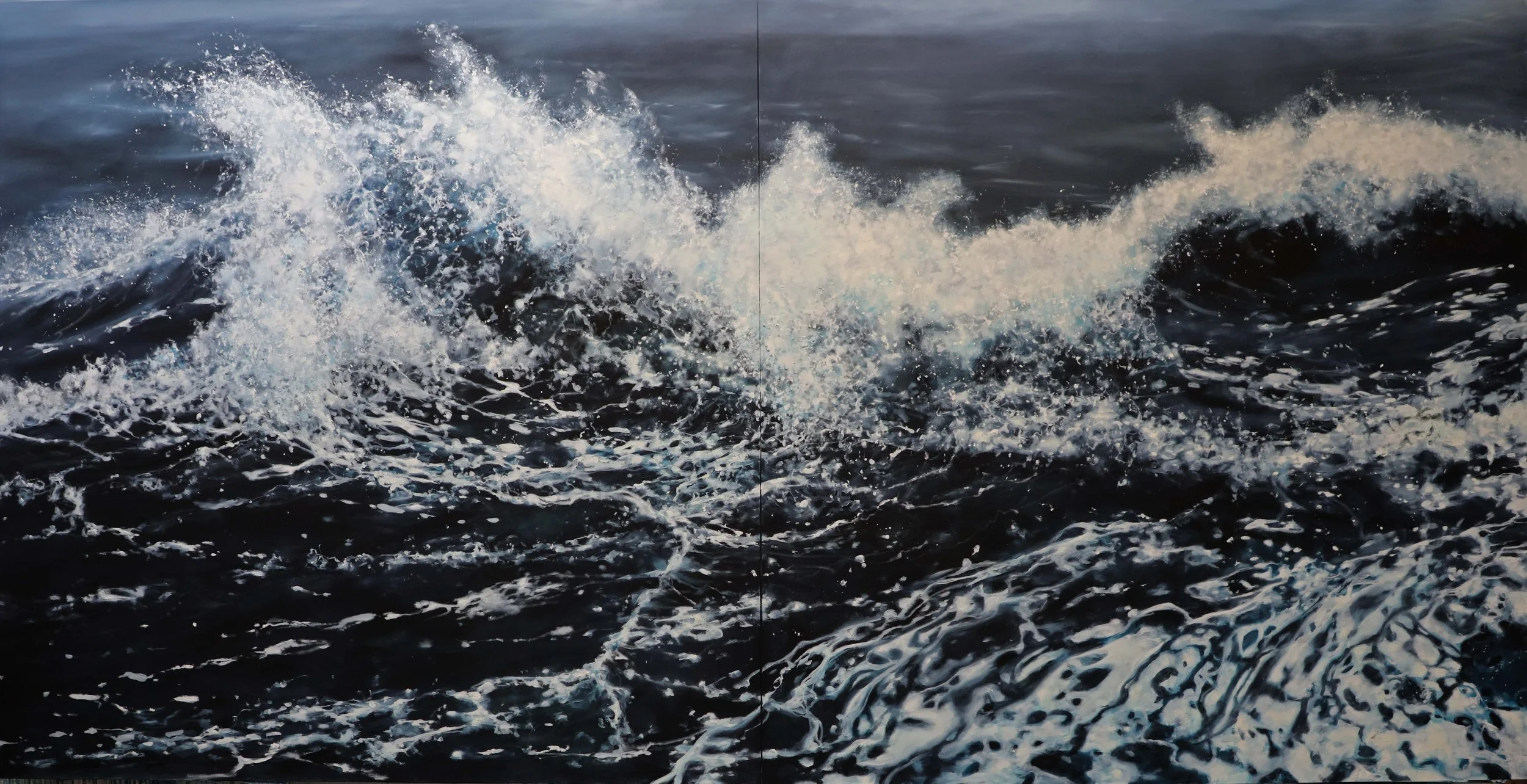 Surging 2, 70" x 140" Diptych, oil on canvas