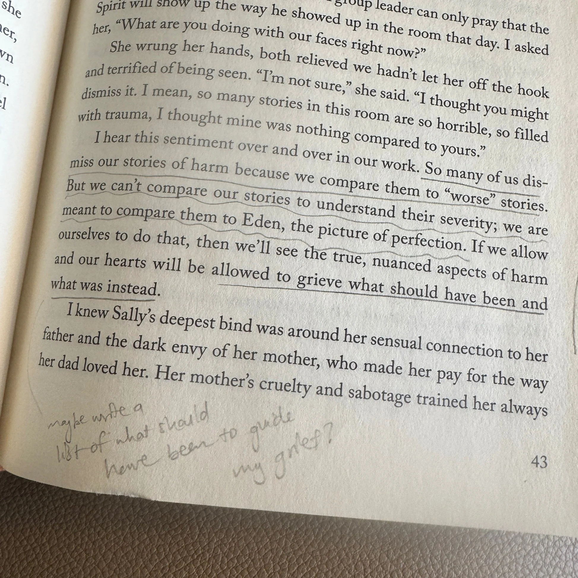 What would it look like to make room for our grief? Like, literally, to welcome it into our lives.

Reading 'Redeeming Grace' (Dan Allender &amp; Cathy Loerzel) recently, I wrote these words in the margin -
"maybe write a list of what should hav