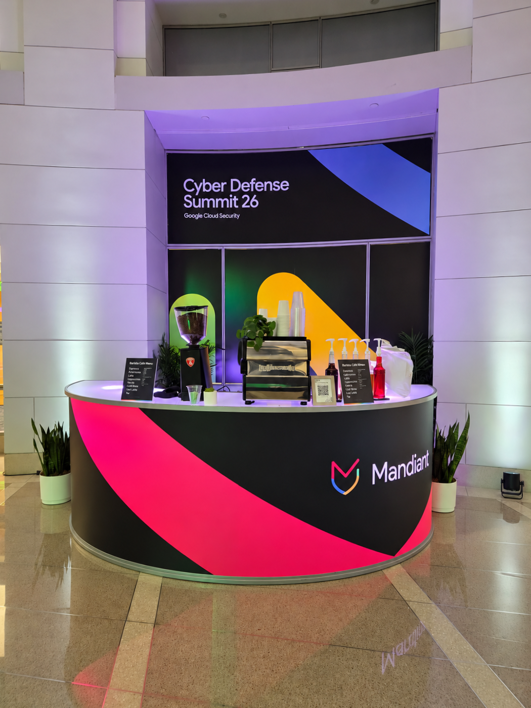 Conference coffee catering counter for Google Cloud’s Cyber Defense Summit 26 at the Ronald Reagan Building in Washington, DC