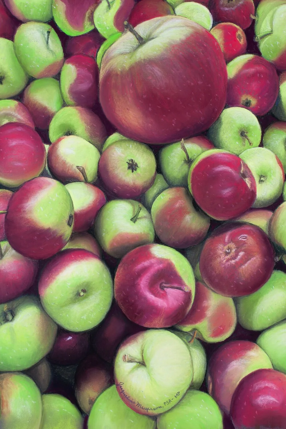 Blick Art Materials Award, Jacqueline Meyerson "The Big Apple" “A gorgeous development of forms and display of technical skill. The arrangement of these repetitive forms is a delight.”