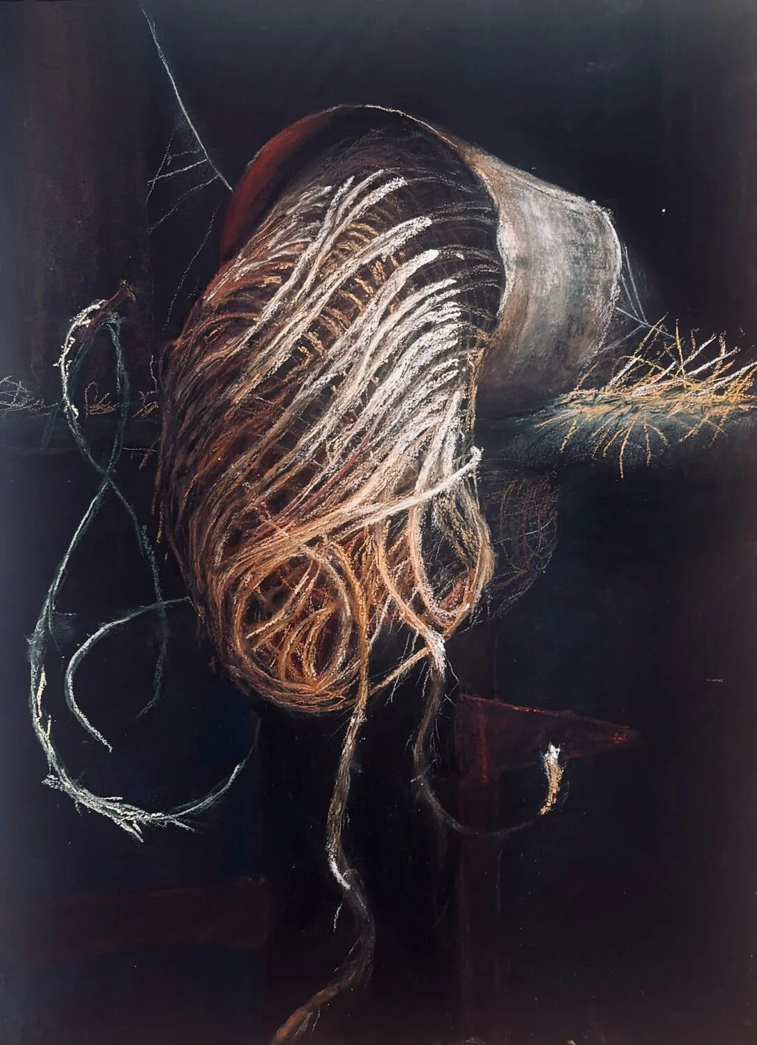 Third place  
Bill Sweeney, “Baling Out” 

“Sometimes a simple subject is the hardest to pull off. Here, the dark background throws the thin, richly textured pastel lines into sharp relief, and the result is quietly beautiful.”
