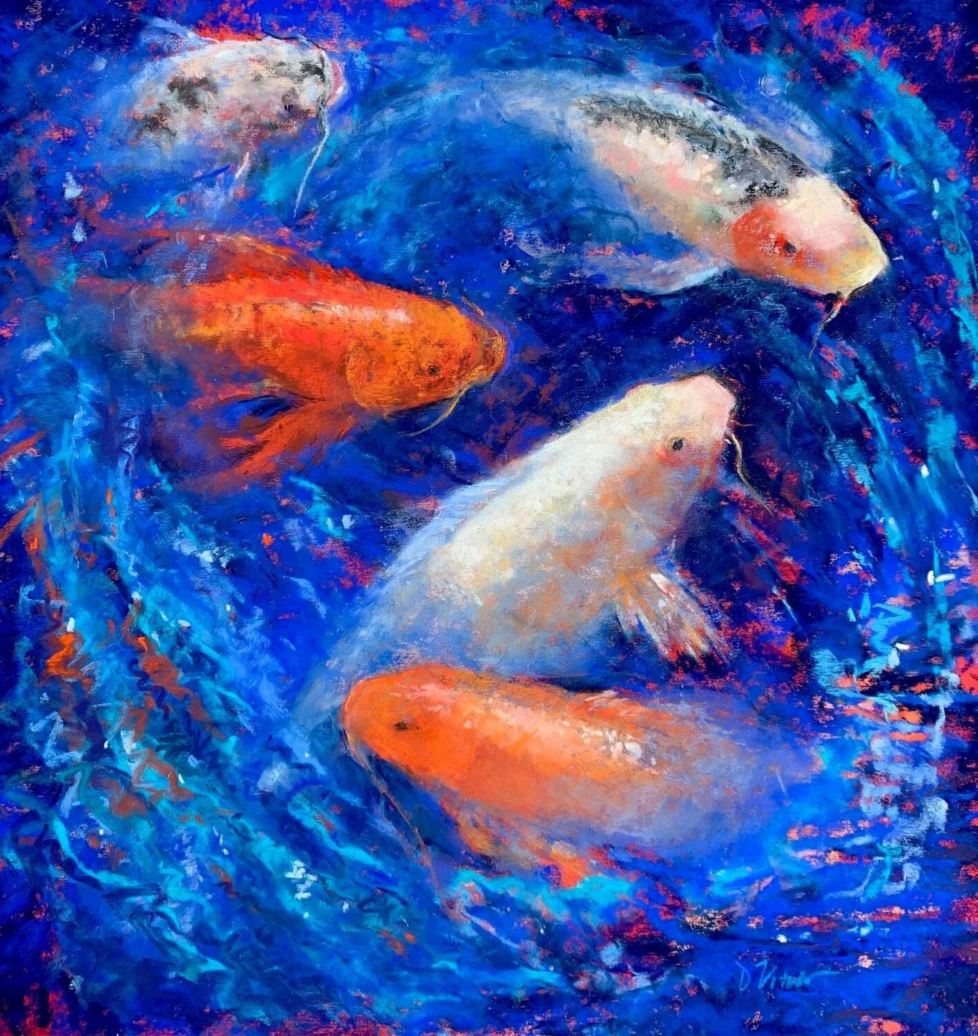 Honorable mention  
Denise Vitollo, “Swirling Koi” 

“A vivid swirl of koi, alive with movement and color. The composition captures the fluid energy of the fish in motion, with color used not just decoratively but as part of that sense of life and mo