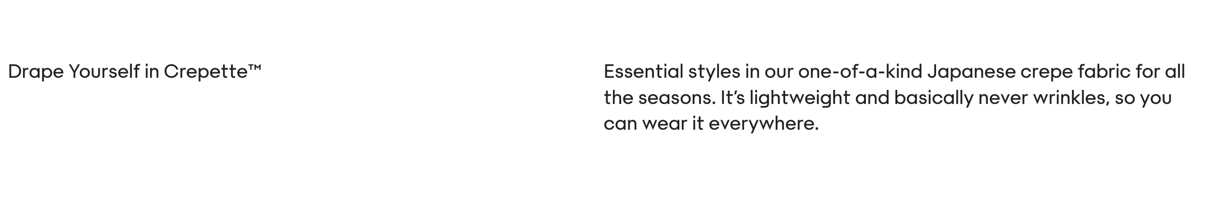 Text about Japanese crepe fabric styles, lightweight and wrinkle-resistant for all seasons.
