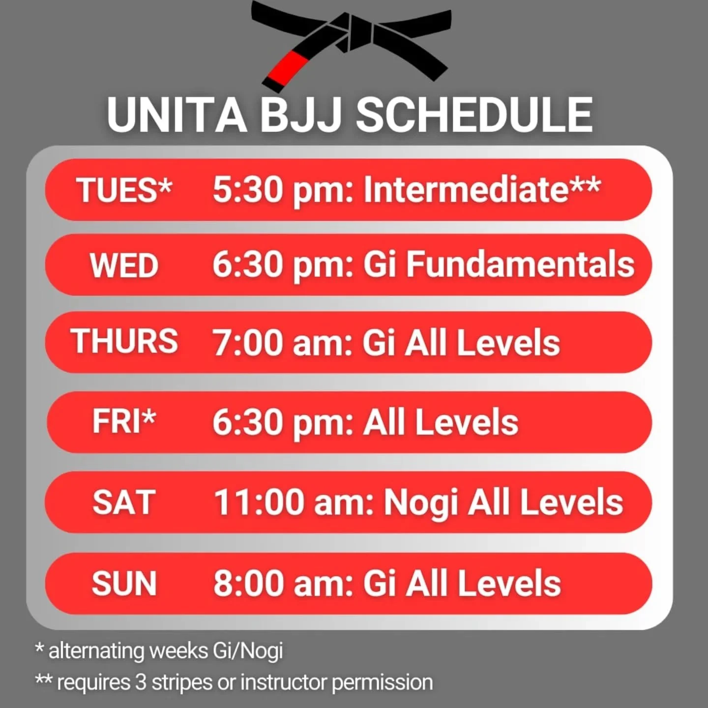 We have added a new class on Fridays @ 6:30 pm