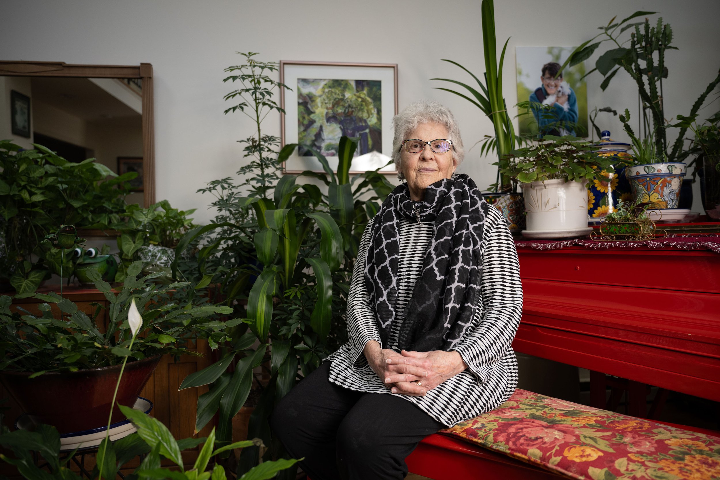 Margot Fass poses for a portrait Saturday, March 22, 2025, in Rochester, N.Y. (AP Photo/Maryel Pryce)