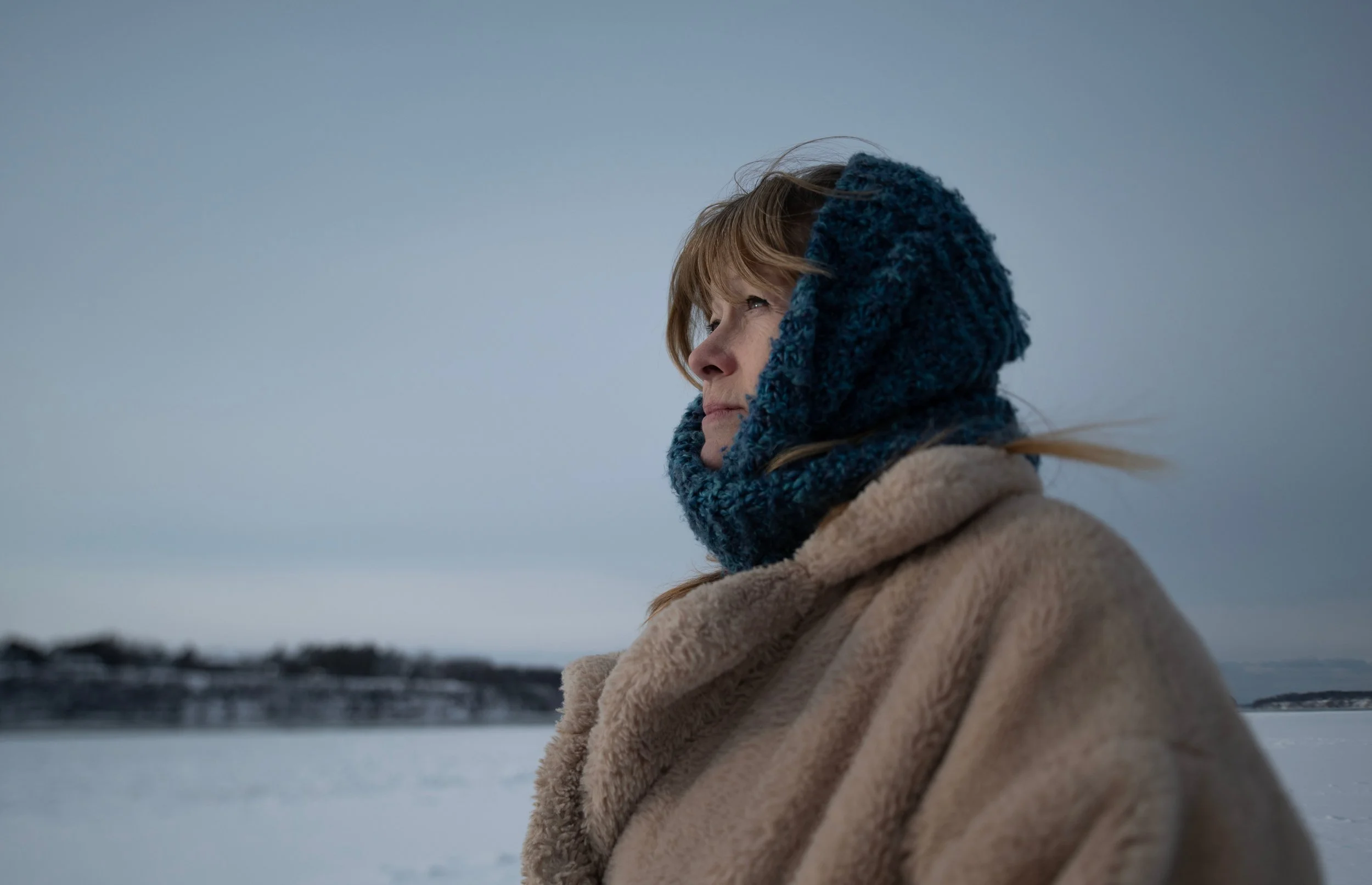 Margie Pryce stands at the edge of the frozen Niagara River on Feb. 5, 2026 in Lewiston, N.Y.