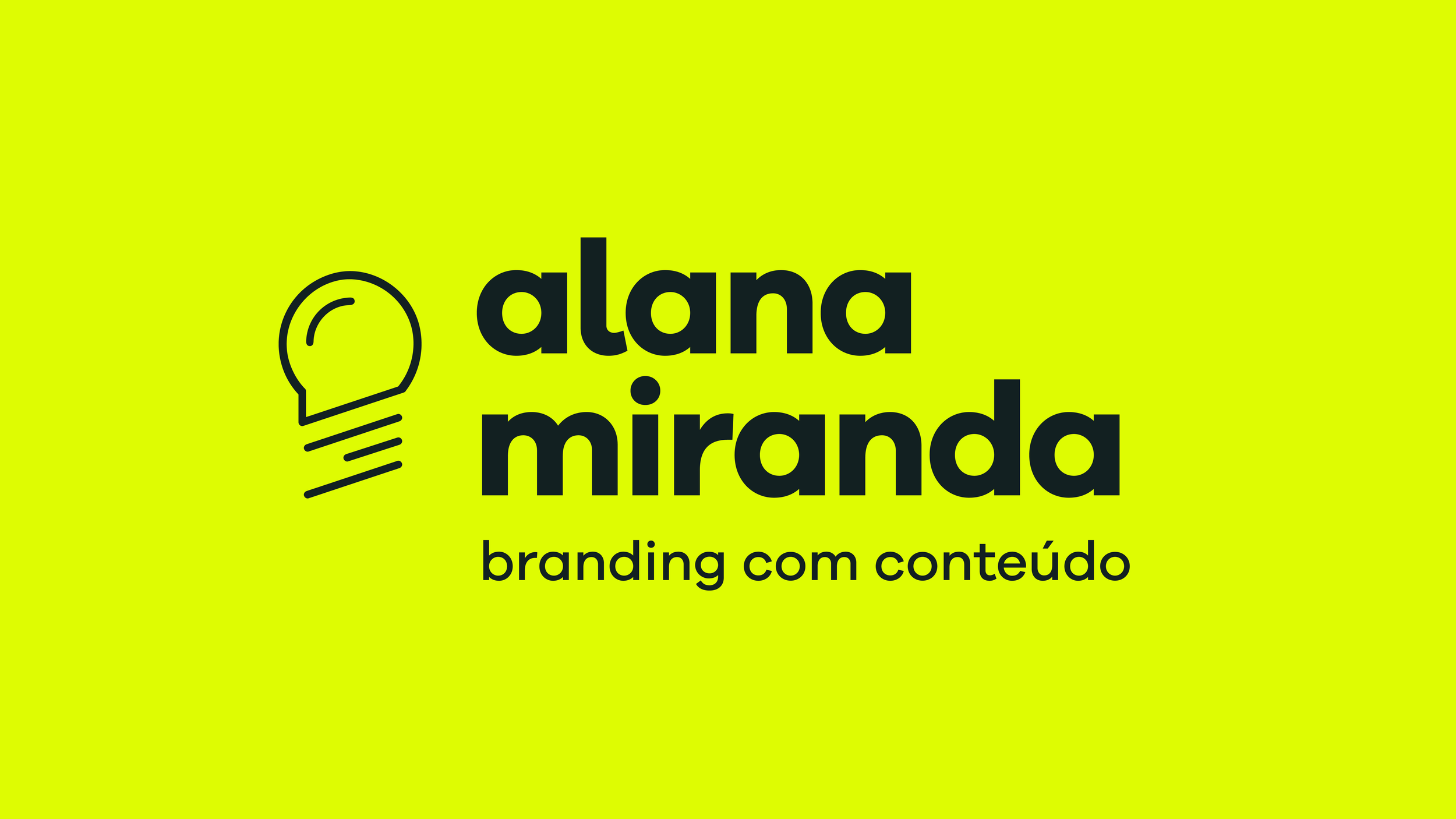 Logo Alana Miranda (ícone e tipografia) e o slogan "branding com conteúdo"
