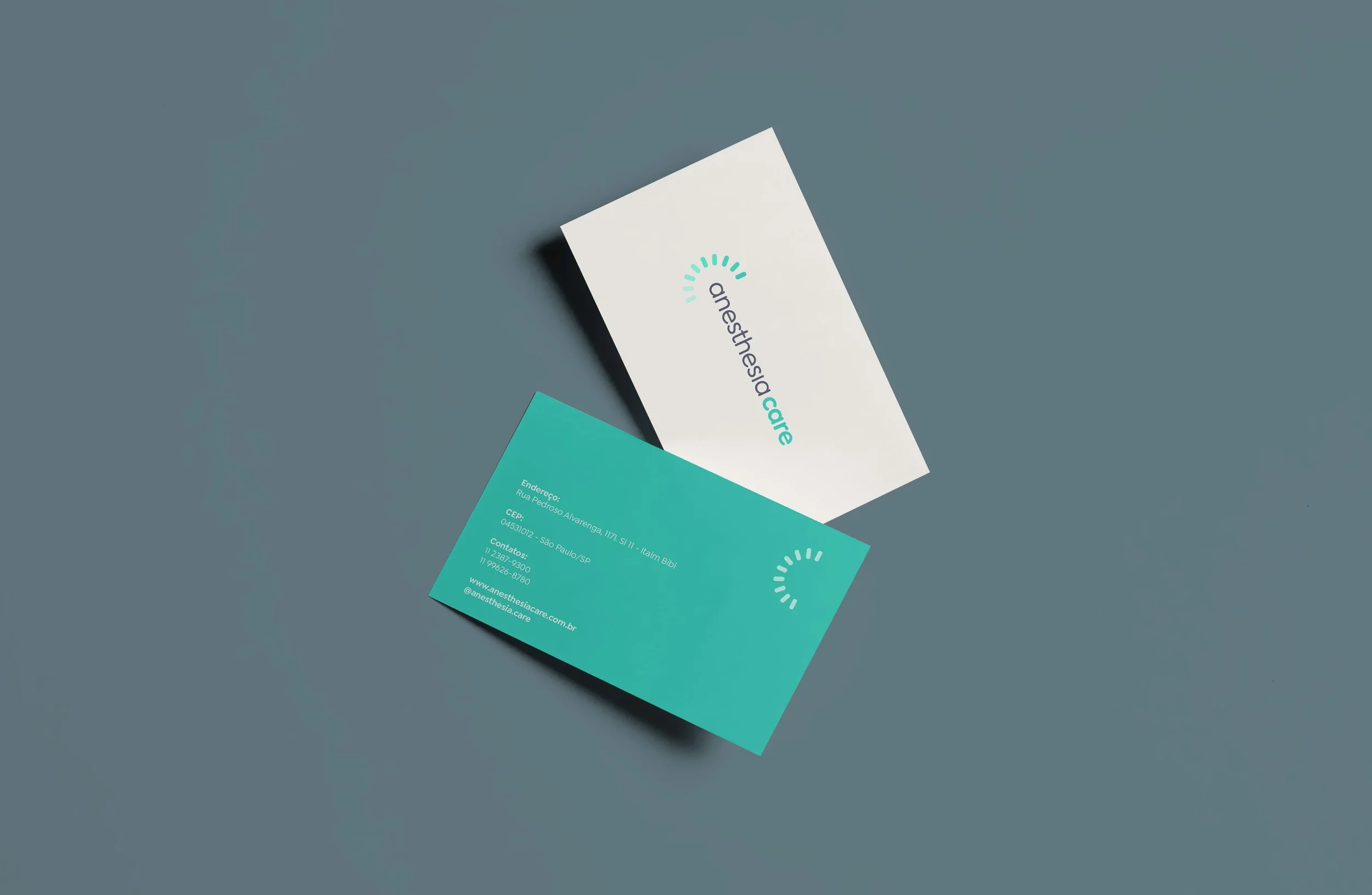 Mockup do cartão de visitas da marca anesthesia care