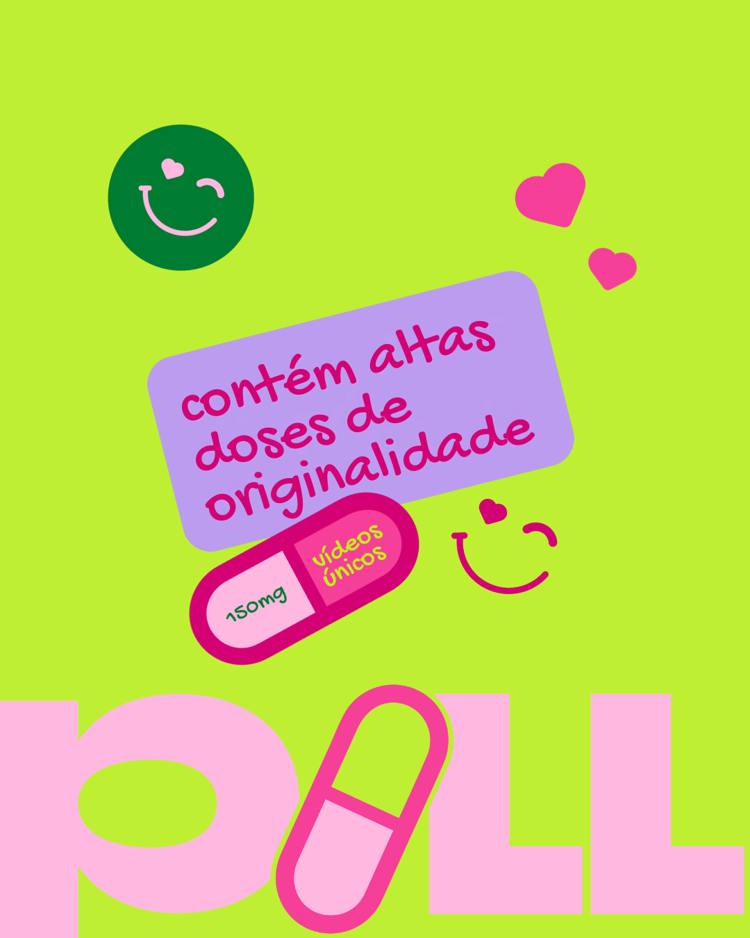 selos divertidos e stickers da identidade visual pill content
