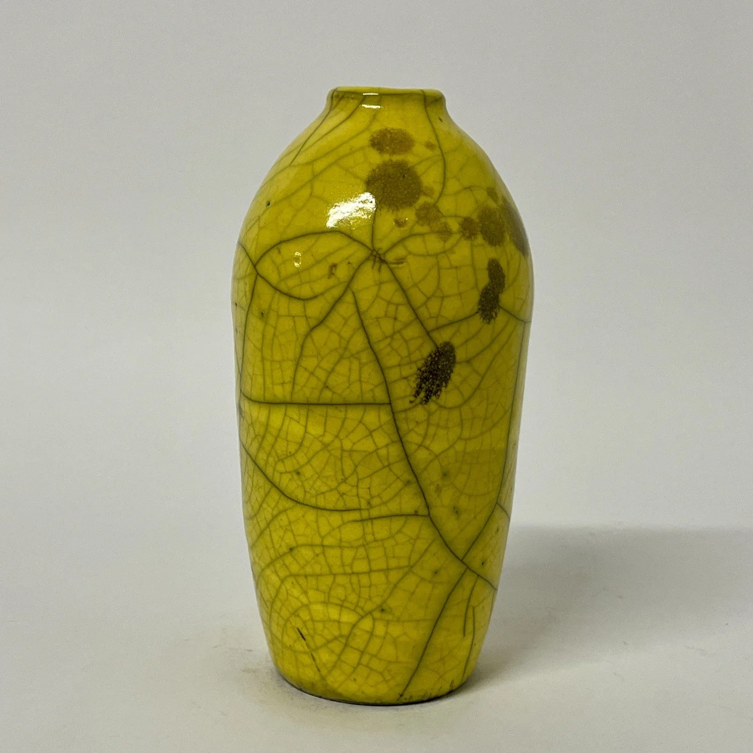 Canary Crackle Raku Bottle RA-25-938    $35  