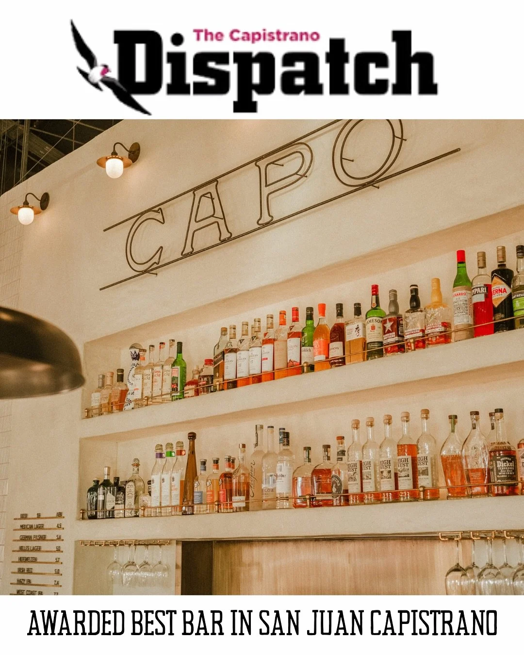 Honored to share that Capo Leisure House has been named Best Bar in San Juan Capistrano by Capistrano Dispatch. 

We are so thankful for our community and everyone who chooses to live life in the leisure lane. 

Capo Leisure House was built on good d