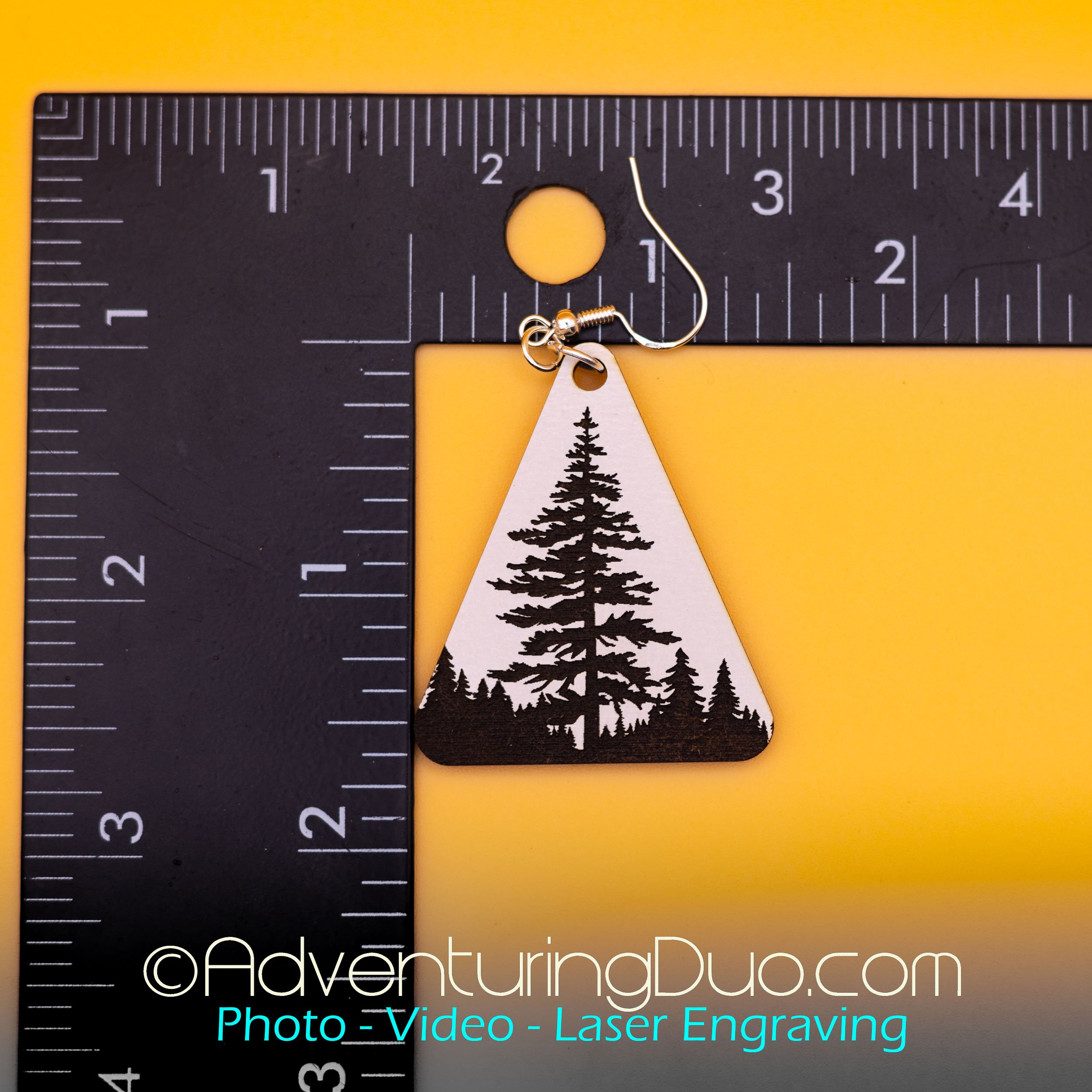 "evergreen tree earrings" "laser engraved jewelry" "nature-inspired earrings" "handcrafted jewelry Westport WA" "sterling silver hooks earrings" "gifts for nature lovers" "outdoor themed accessories"