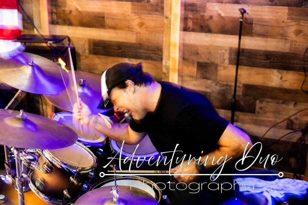 Local band Black Shepard's drummer getting down- with cool blurred effects