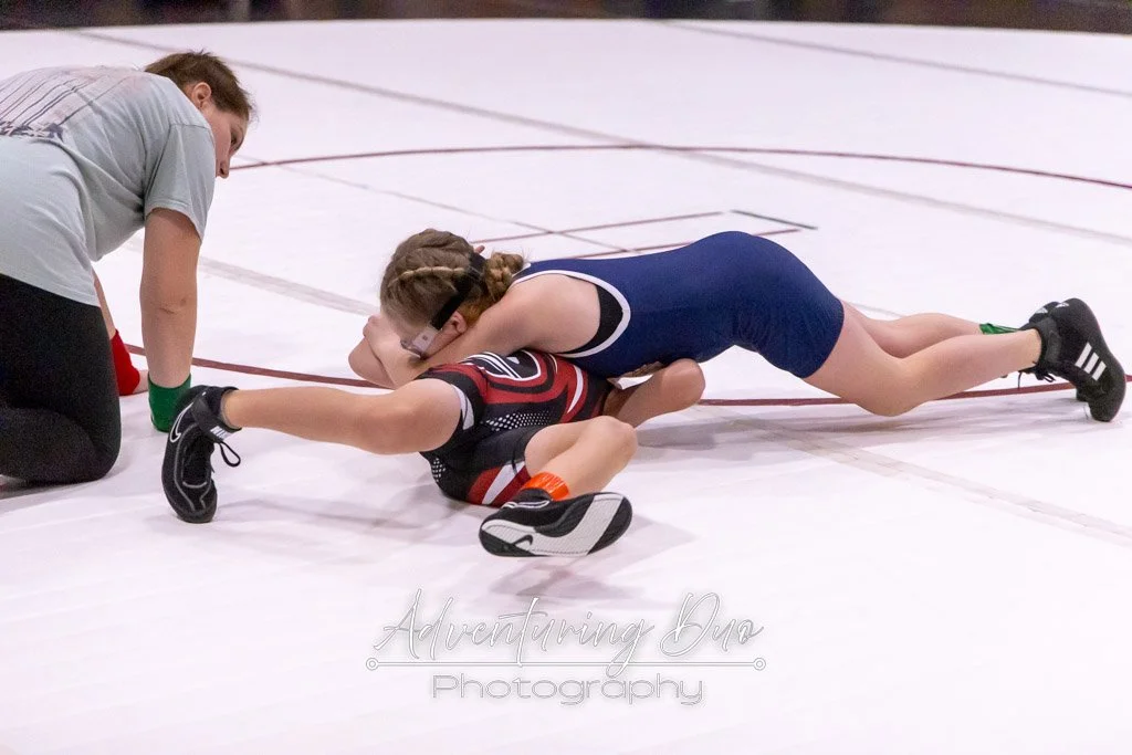 two youth wrestlers mid action. Westport, Washington