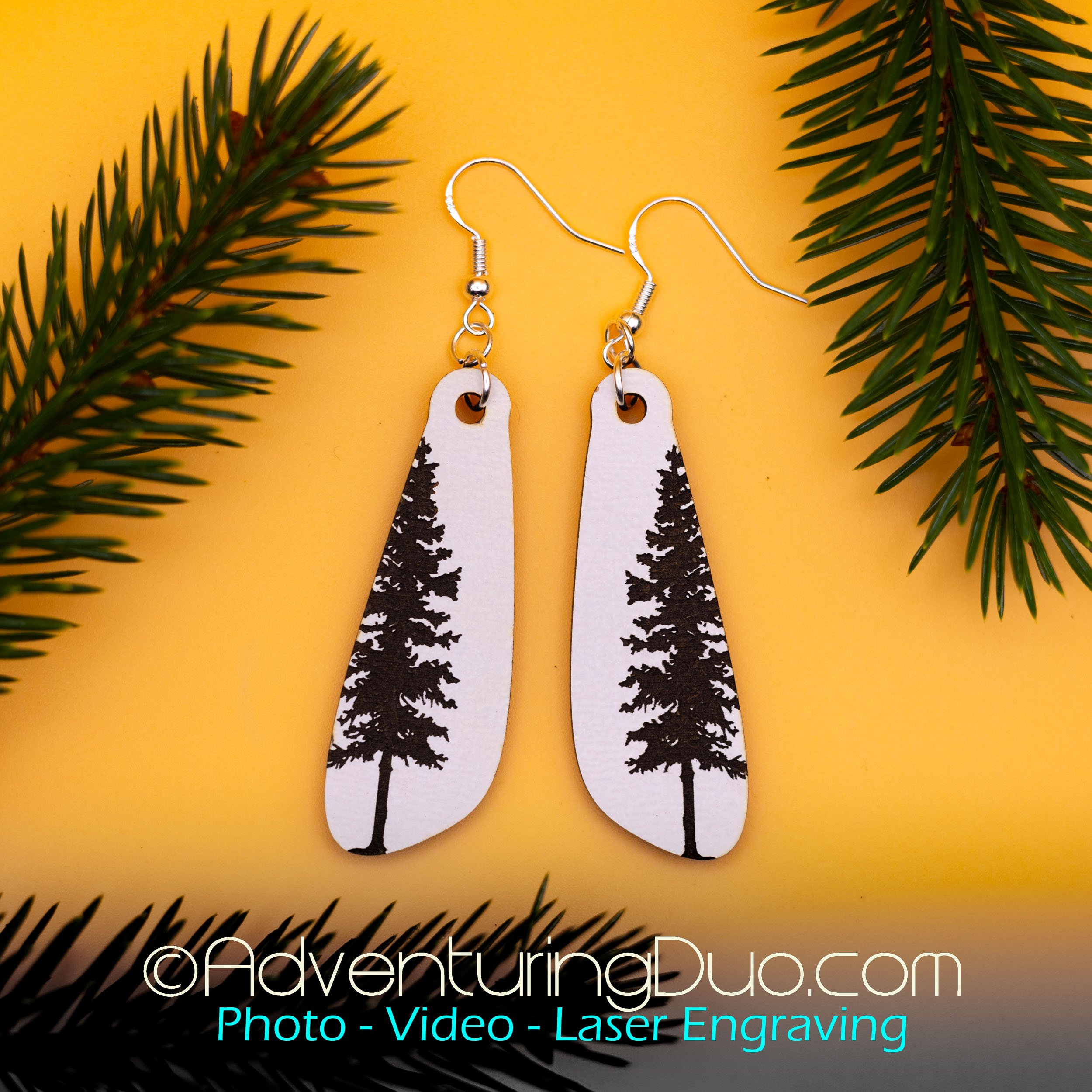 Elegant Evergreen Silhouette Earrings