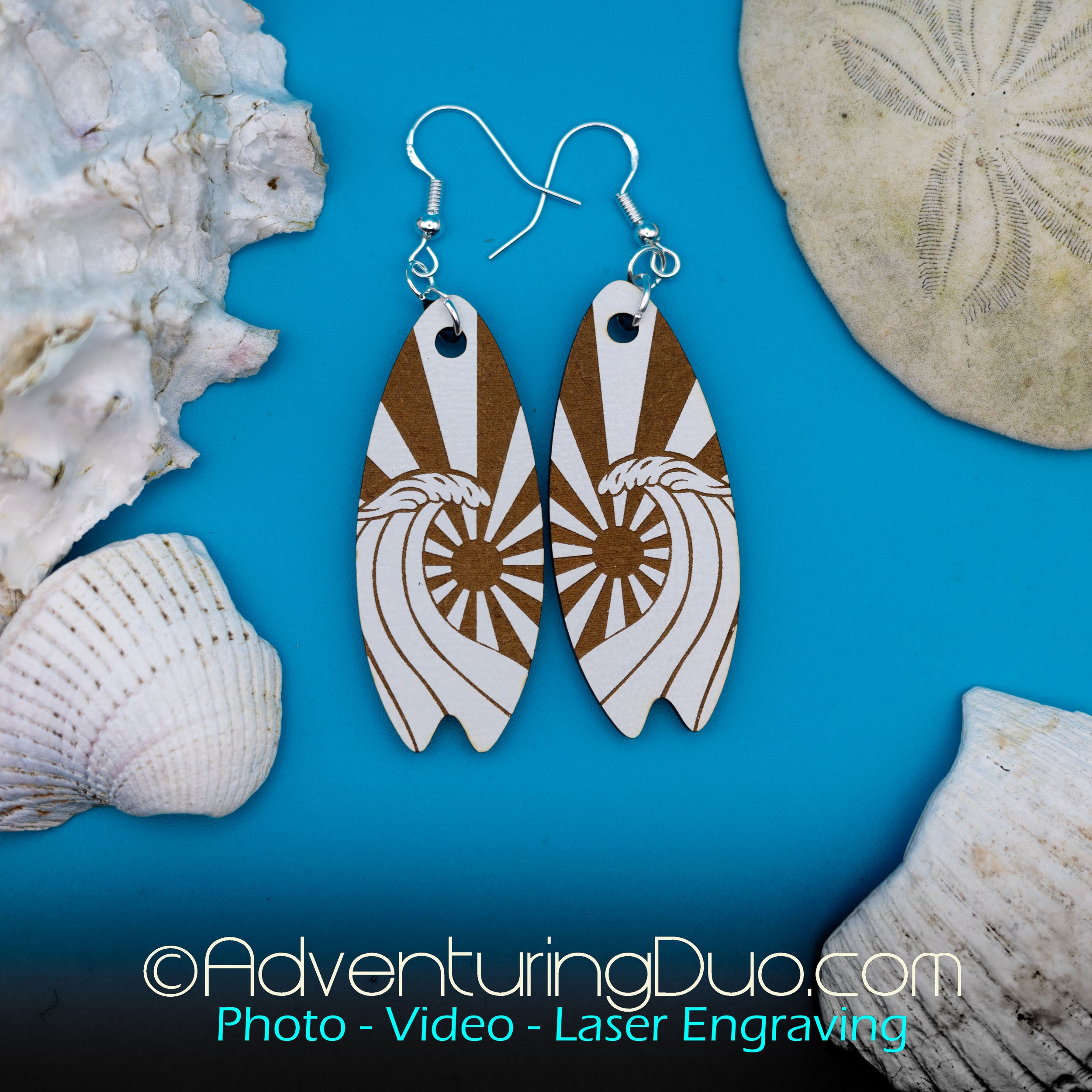 Coastal Sunrise Surfboard Earrings