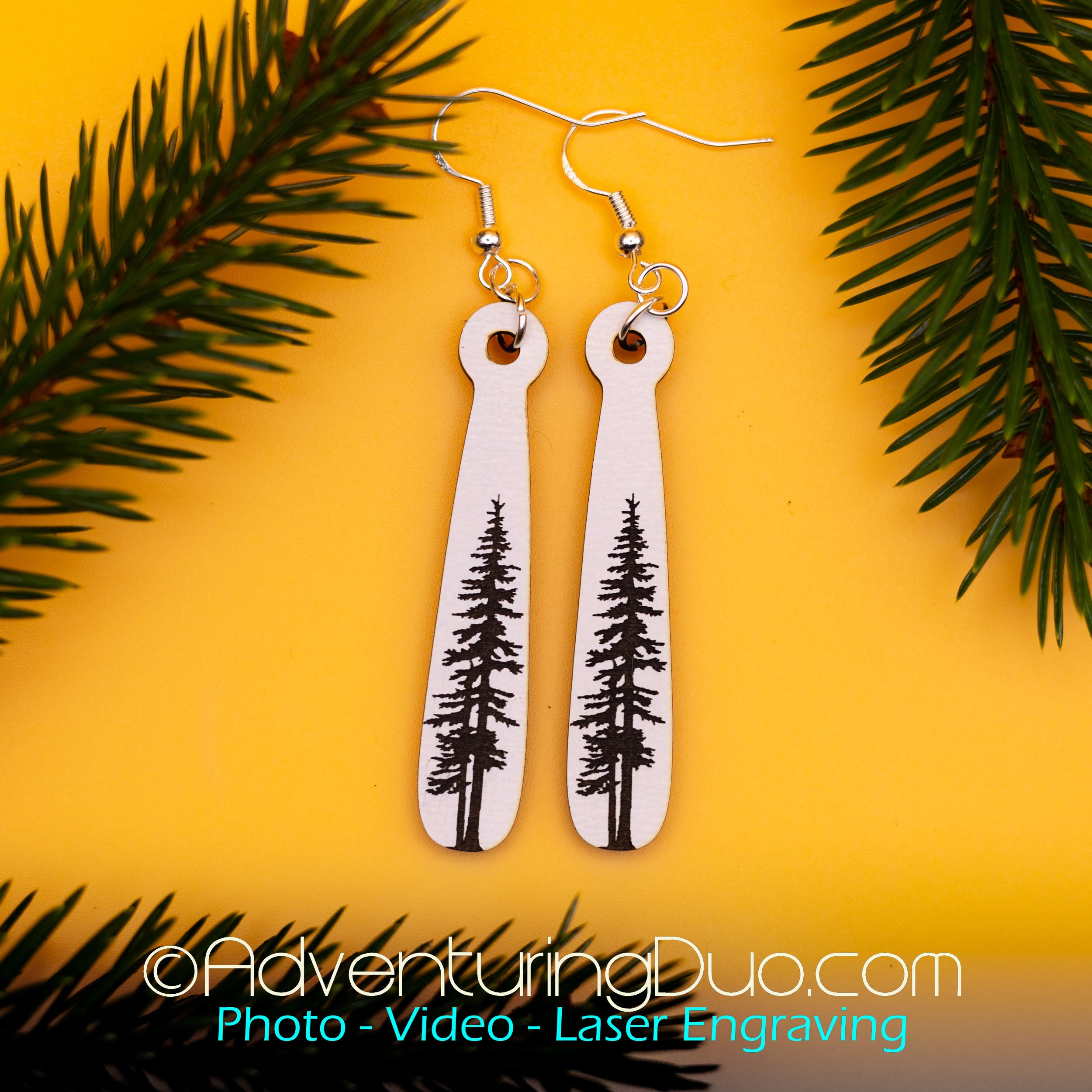 Sleek Evergreen Tree Drop Earrings