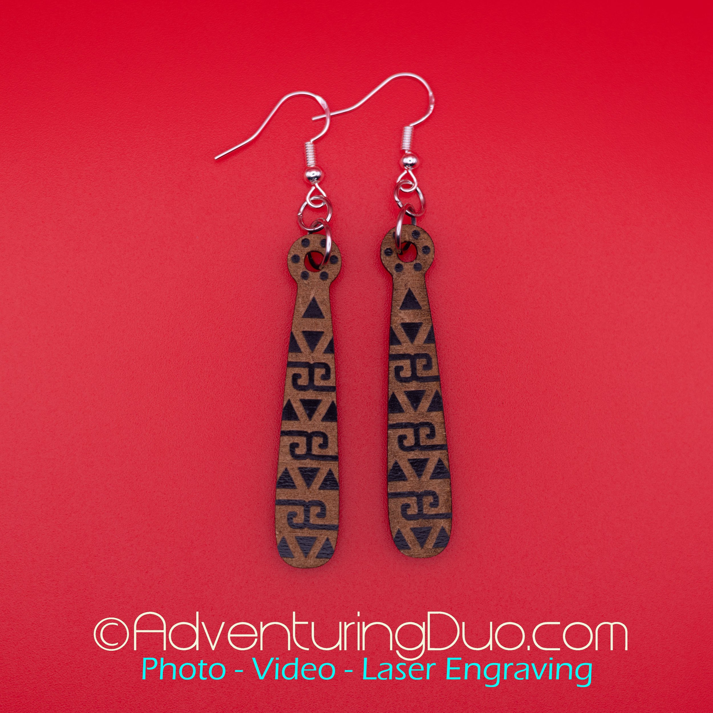 Aztec Spiral & Triangle Drop Earrings