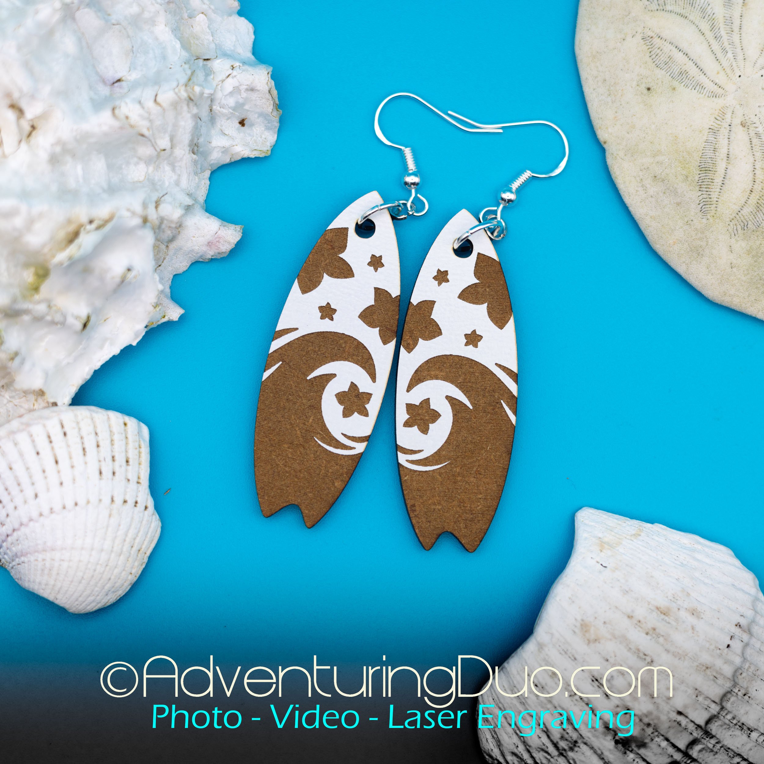 Tropical Wave and Starfish Surfboard Earrings