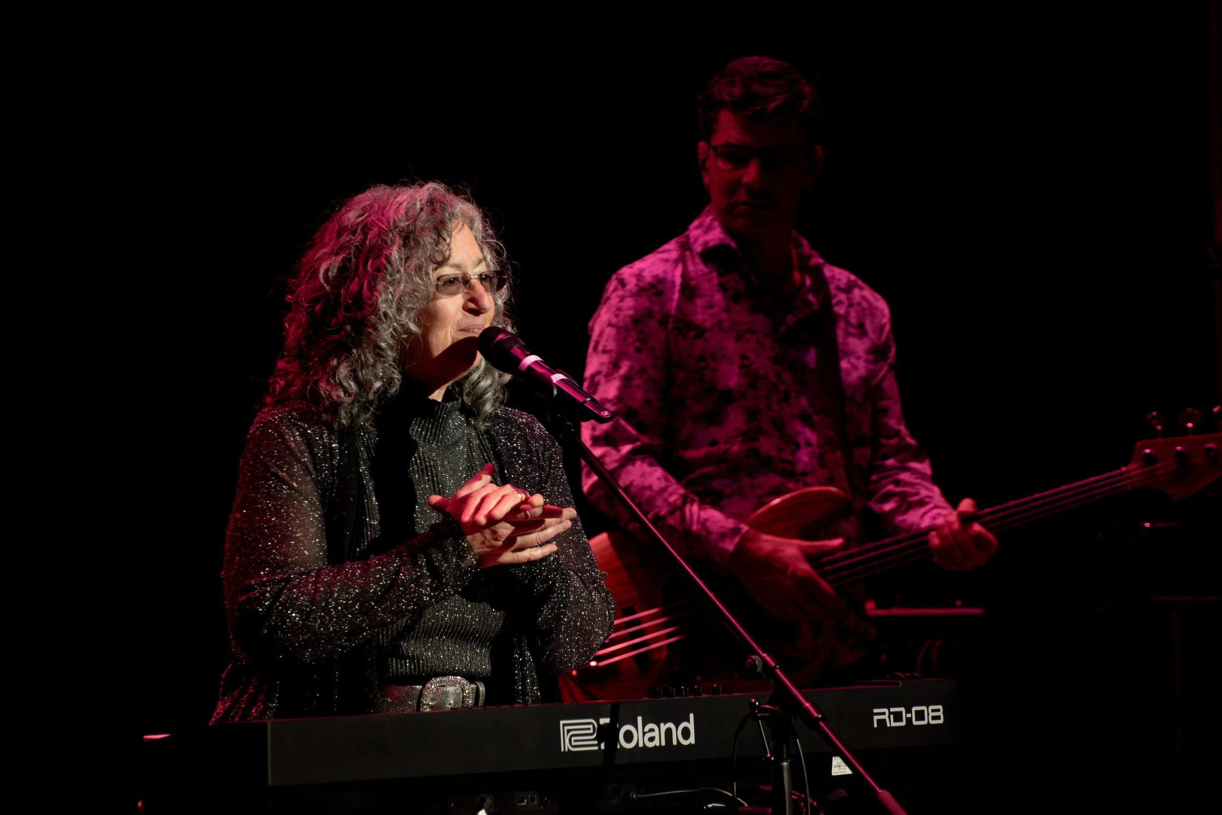 Escarpment Blues Society 3rd Degree Blues anniversary gala show at the Ancaster Memorial Arts Centre. Colin Lapsley in the background on bass. (photo by Jessie Ciccarelli)