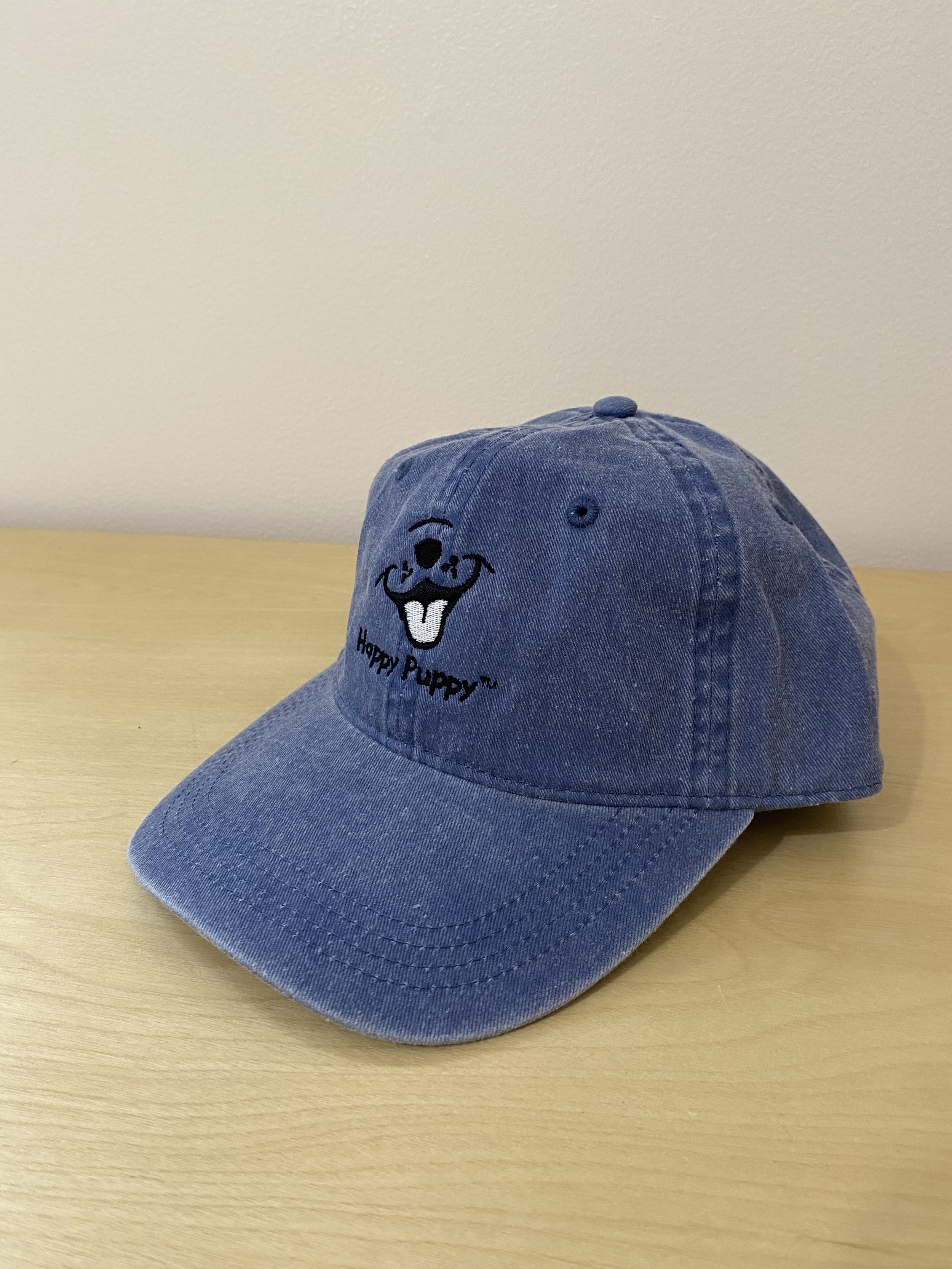 Happy Puppy Baseball Cap - Blue Denim