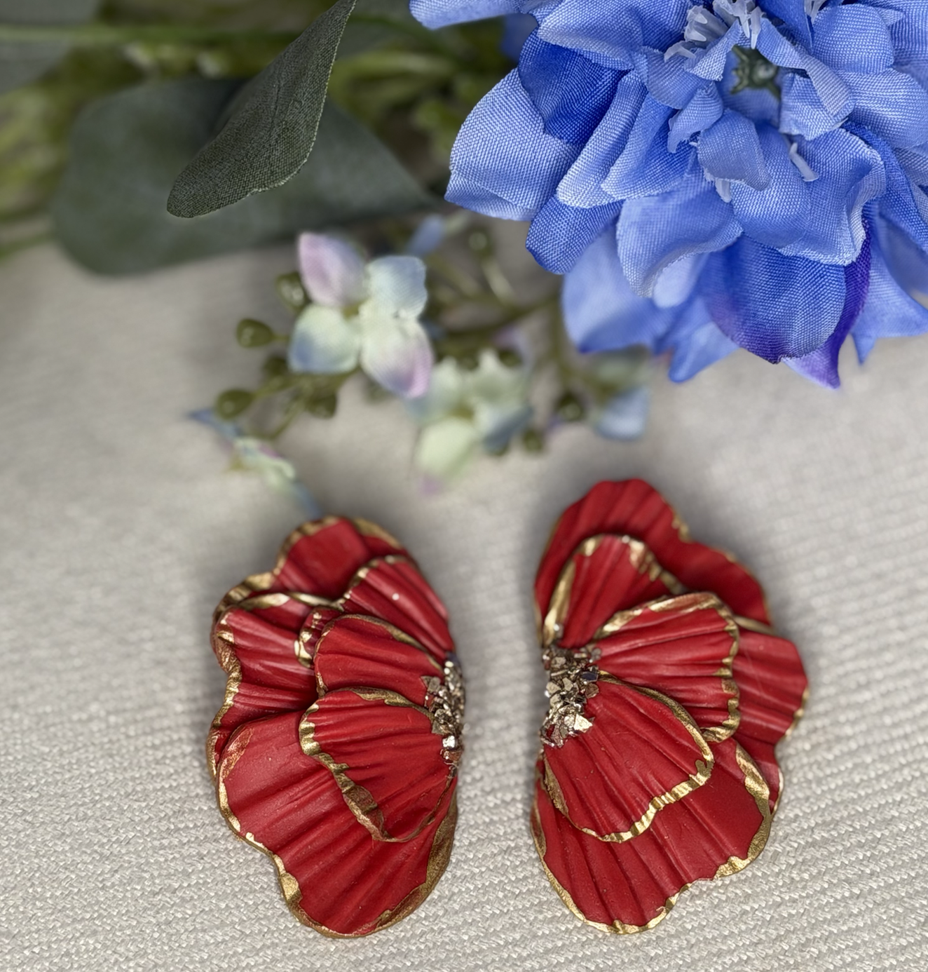 Red Petal Studs