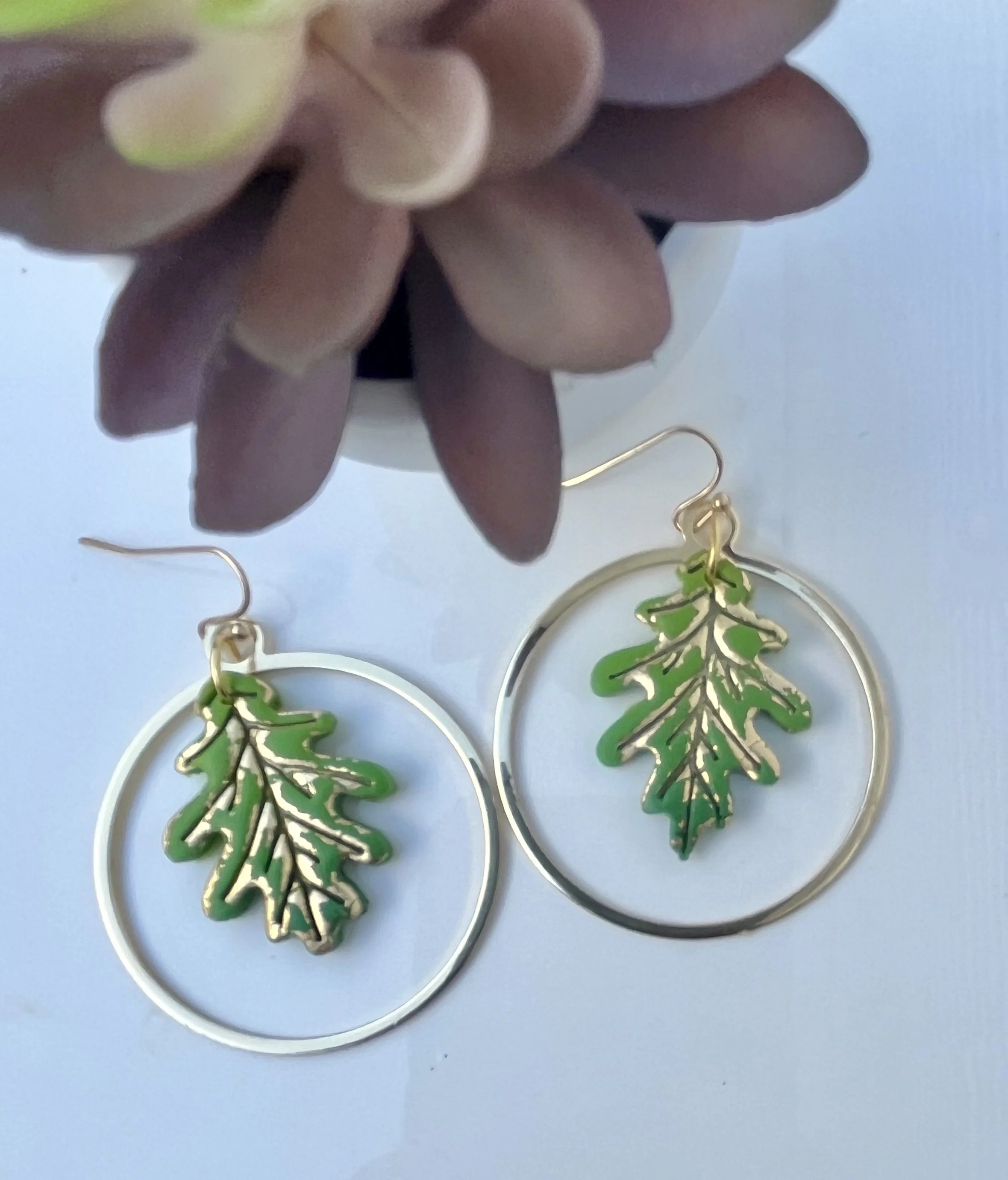 Leaf Hoop Dangles