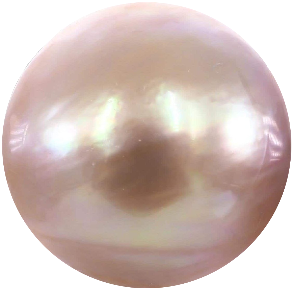 Close-up of a pearl with a shiny, iridescent surface.